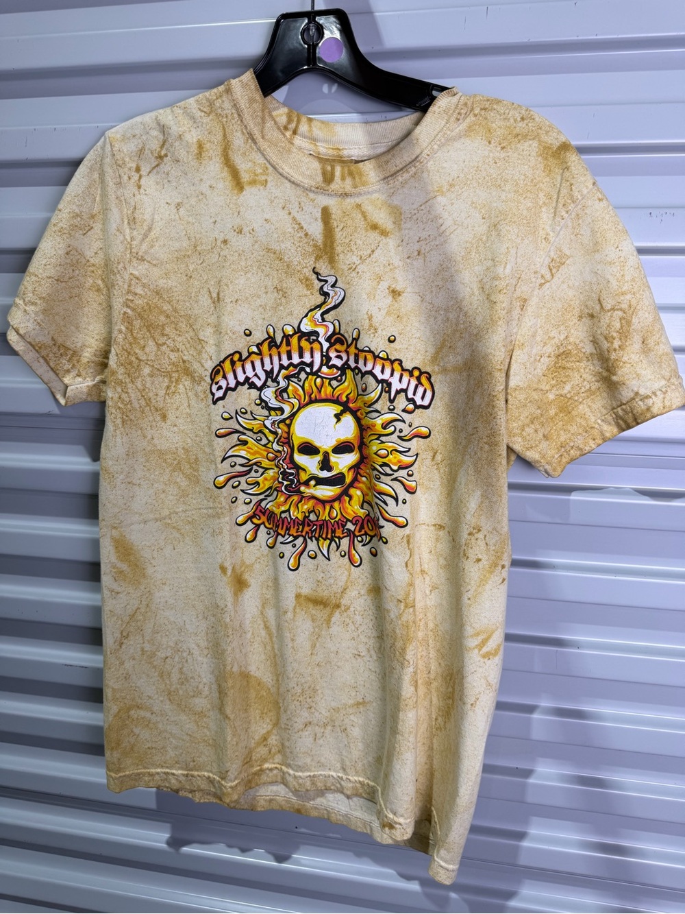 Comfort Slightly Stoopid 2023 Colors Yellow Tie-Dye Skull Sun Tee S